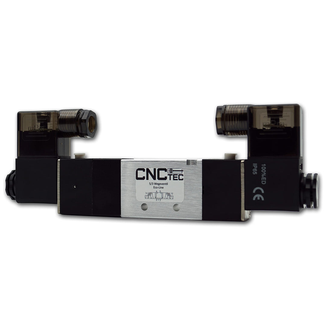 5/3 Wege Pneumatikventil 1/4" 24 Volt DC CNCTEC EcoLine 5/2 Wegeventil (5/3 Wege - 1/4" - 24 Volt DC