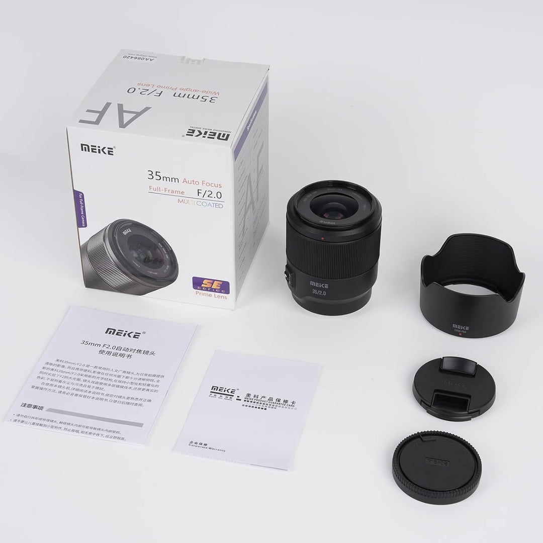 Meike 35mm F2.0 Autofokus Vollformat STM Schrittmotor Objektiv Kompatibel mit Sony E Mount Kameras A