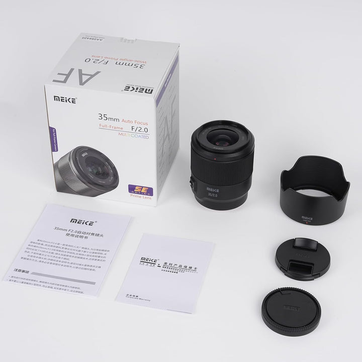 Meike 35mm F2.0 Autofokus Vollformat STM Schrittmotor Objektiv Kompatibel mit Sony E Mount Kameras A