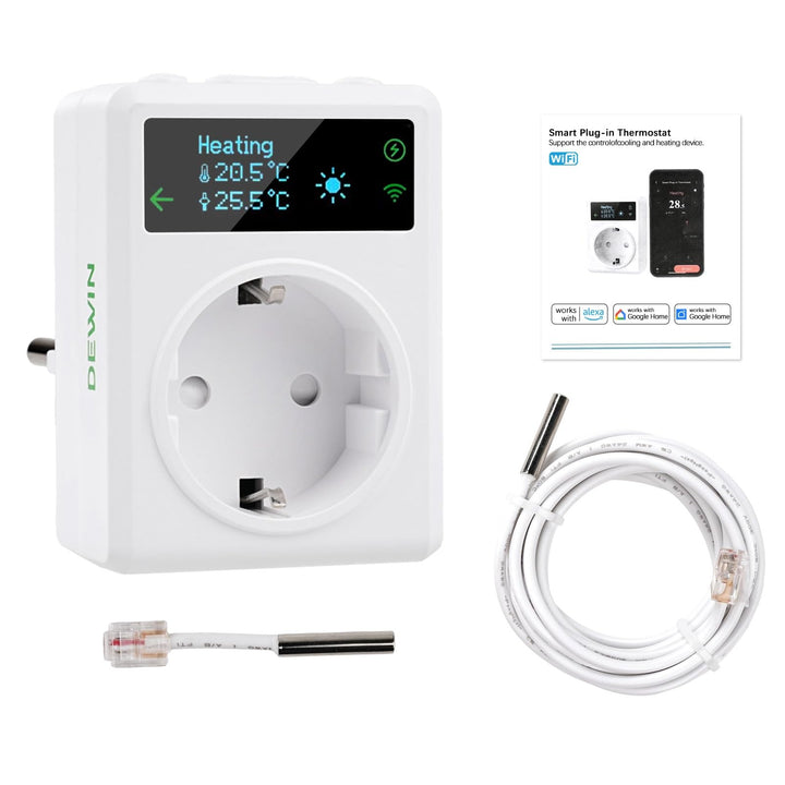 WiFi Thermostat, 16A AC100~240V Steckdosen-Thermostat WLAN Digital Thermostat Steckdose kompatibel m