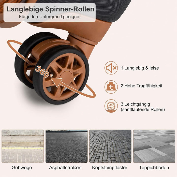 KONO Mittelgrosser Koffer 65 x 42.5 x 25.5 cm, Hartschalenkoffer aus ABS+PC mit TSA-Schloss, 4 Rolle