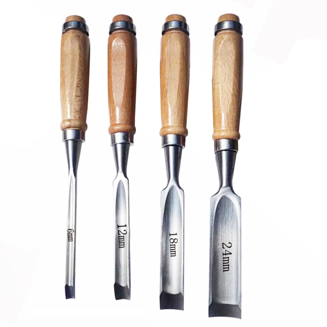 4 Stück Holz Meissel Set,Stechbeitel Rund Gebogen Hohlbeitel Set,CR-V Stahl halbkreisförmige Kante 8