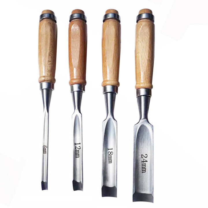 4 Stück Holz Meissel Set,Stechbeitel Rund Gebogen Hohlbeitel Set,CR-V Stahl halbkreisförmige Kante 8
