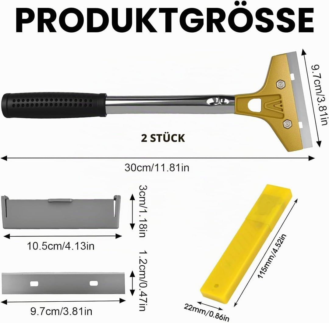 2 Stück Tapetenentferner Set mit 20 Ersatzklingen und Schutzhülle, 30 × 10cm Tapetenschaber mit Gumm