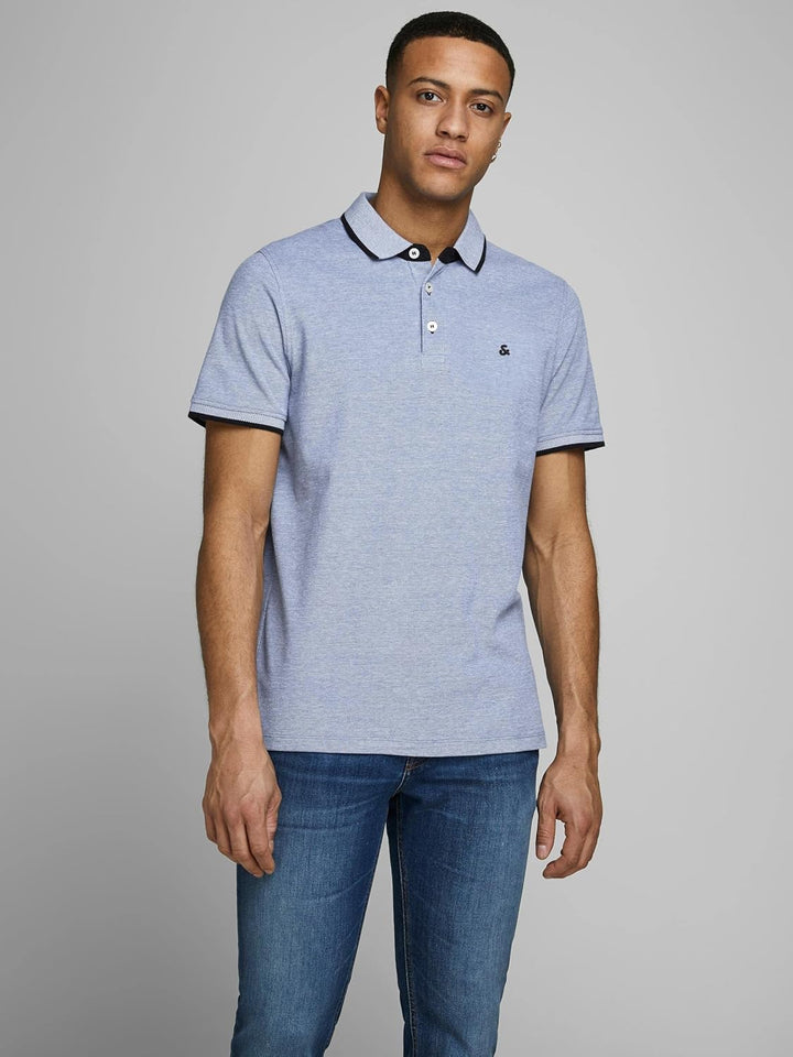 JACK & JONES Herren Slim Fit Polo Shirt JJEPAULOS Uni Sommer Hemd Kragen Kurz Arm Basic Pique Cotton