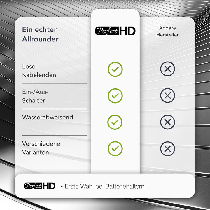 PerfectHD Batteriehalter - AA Batteriefach - 4X AA Mignon - mit EIN- und Ausschalter - 10 Stück in e