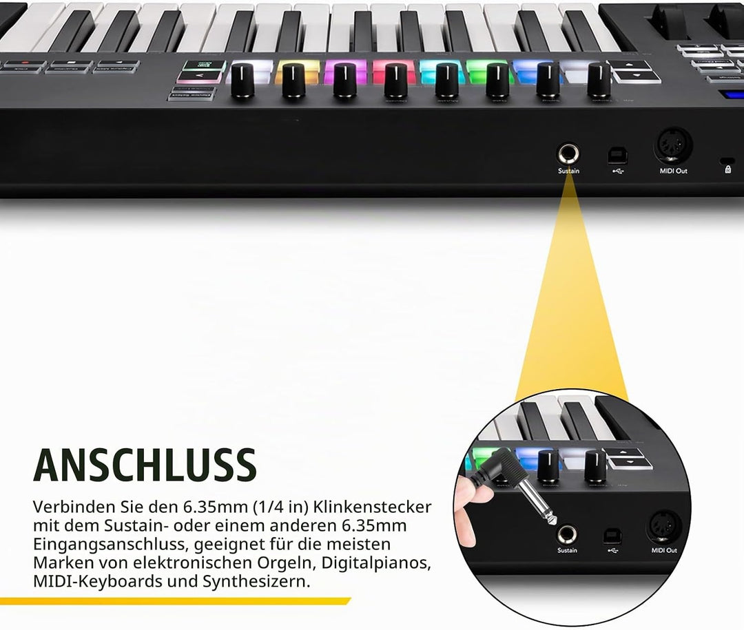 LP1 Keyboard Sustain Pedal, Universal Klavier Pedal mit Polaritätsschalter für E-Piano, E-Keyboard,