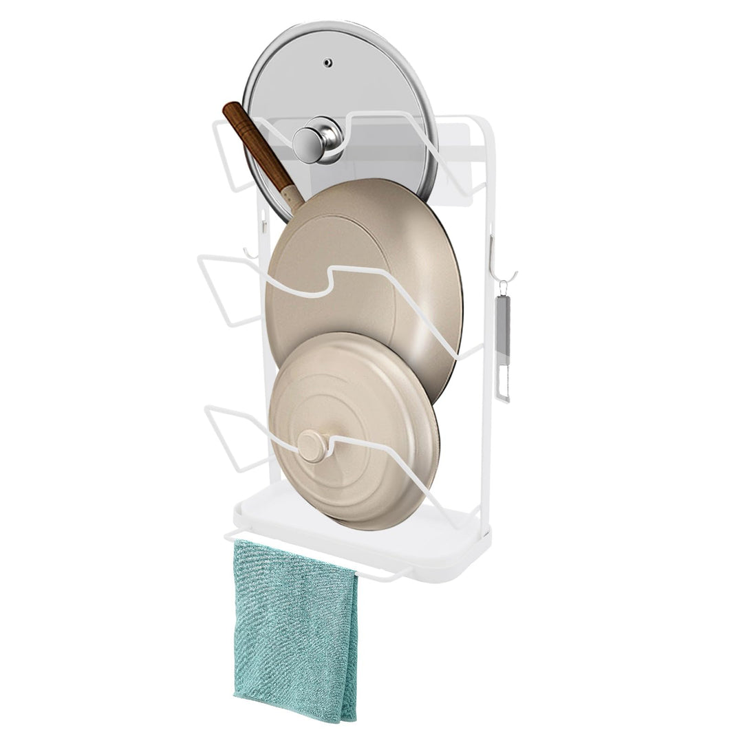 Topfdeckelhalter Wand, Hängender Deckelhalter mit 5 Fächern und 2 Haken, Selbstklebend Halterung top