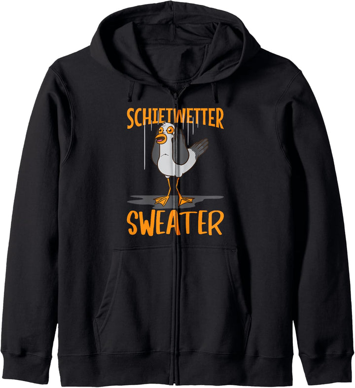 Schietwetter Sweater Norddeutsche Sprüche Leuchtturm Möwe Kapuzenjacke