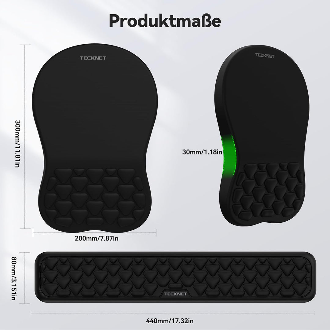 TECKNET Ergonomisches Mauspad und Handballenauflage Tastatur, Mousepad mit Handauflage, Gaming Mausp