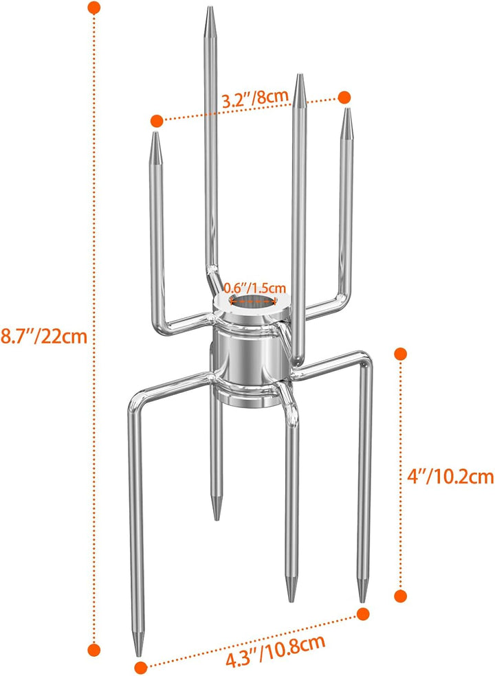 onlyfire Doppel-Fleischklammer, Fleischnadeln für Grillspiess Rotisserie, Drehspiess für 12mm Hexago