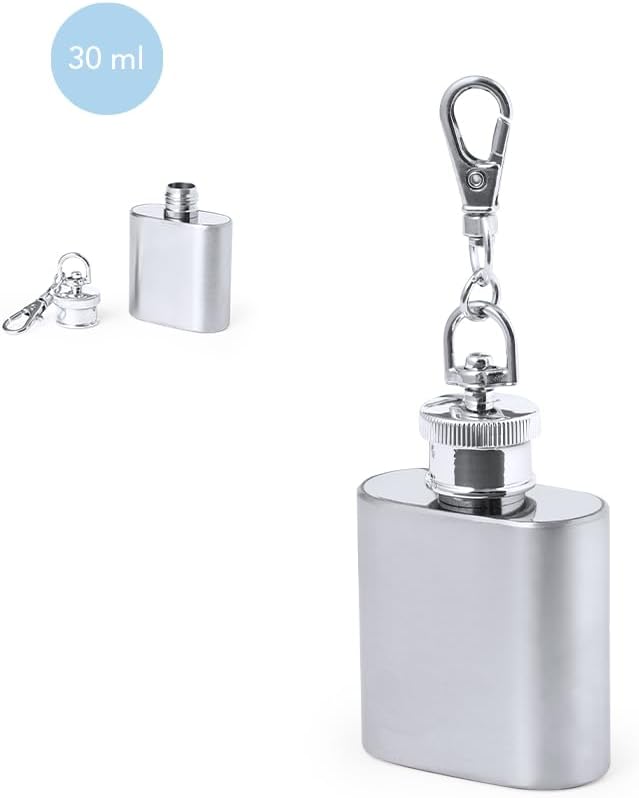 Mini Flachmann 30 mL Schlüsselanhänger Hip Flask Edelstahl Flachmänner für Obstler, Whiskey, Cognac