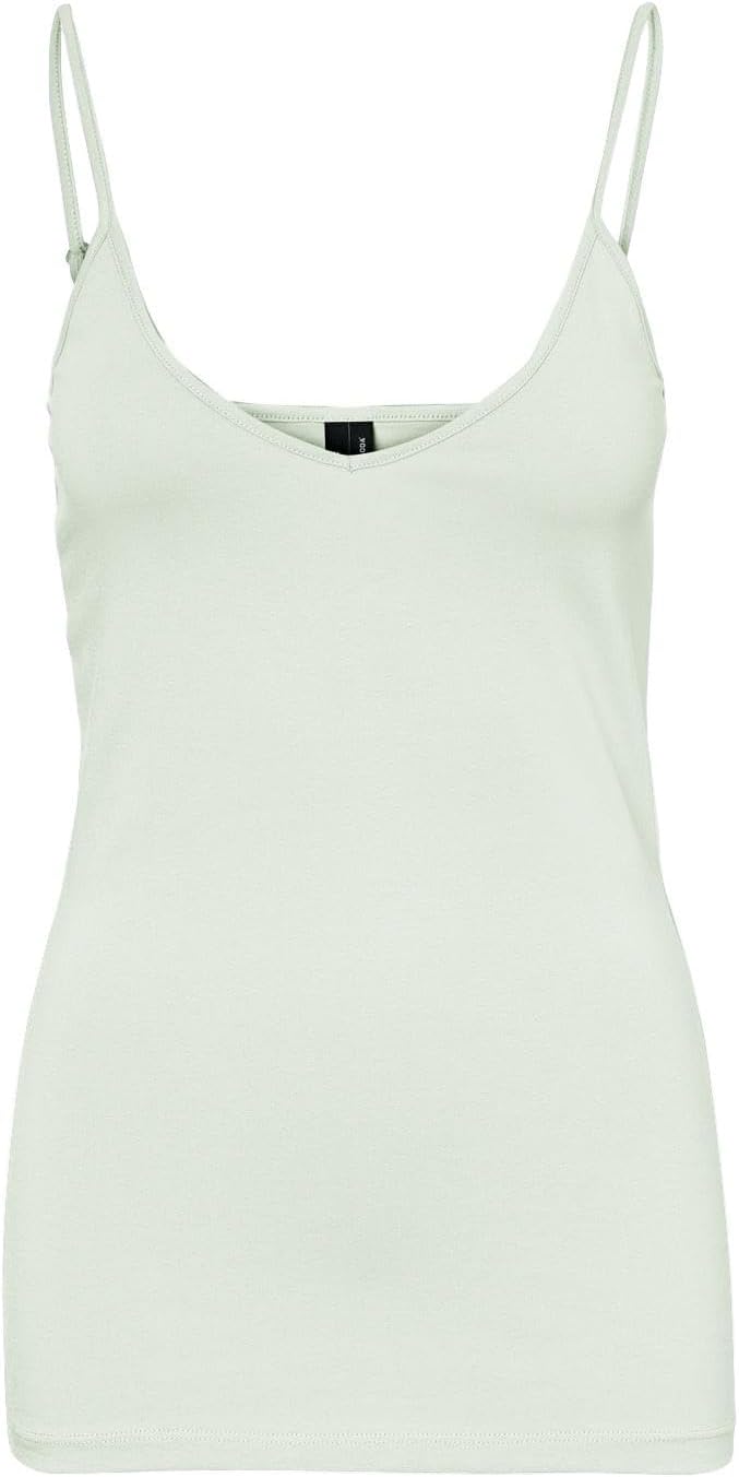 VERO MODA Damen Vmmaxi My Soft V Singlet Noos Top, 4er Pack (2x Lightest Sky, Hedge Green, Citadel)