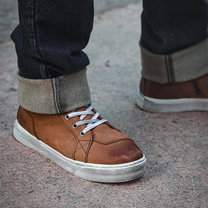 BORLENI Motorradschuhe Herren Leder Retro Motorradstiefel Männer lässige motorrad sneaker reissversc