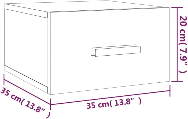 WIFESE Wand-Nachttisch Betongrau 35x35x20 cm Nachtschrank Nachtkästchen Bedside Table Nightstand Nac