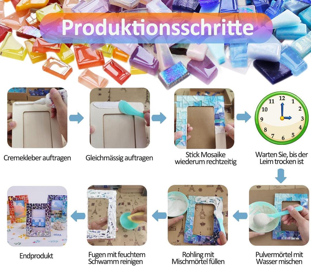 AiYoYo DIY Fotorahmen Bastelset Geschenke für Kinder und Erwachsene Mosaik Bilderrahmen Kreatives Ba