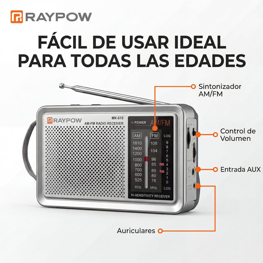 Tragbares Radio, 2-Band-Radio, FM-Transistorradio, tragbare Tasche, funktioniert mit 2 Batterien LR2