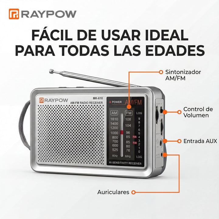 Tragbares Radio, 2-Band-Radio, FM-Transistorradio, tragbare Tasche, funktioniert mit 2 Batterien LR2