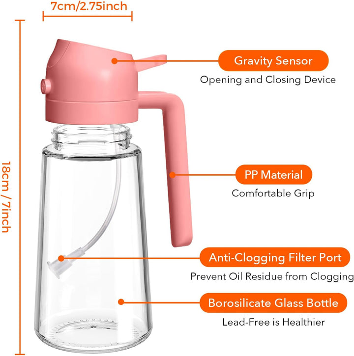YARRAMATE 2 Stück 2 in 1 Ölsprüher für speiseöl, 470ml Öl Sprühflasche lebensmittelecht, Ölspray zum