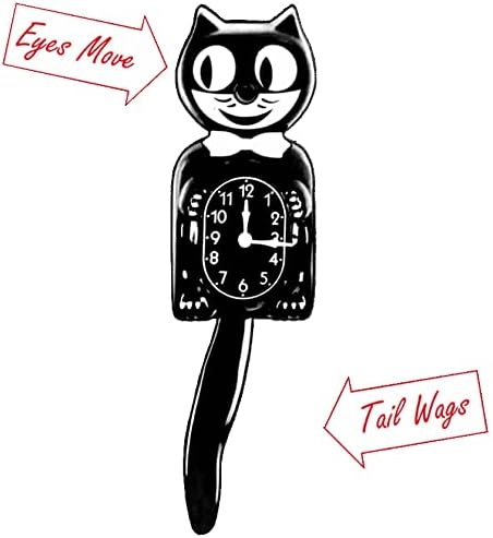 Hotrodspirit Wanduhr Katze Kit schwarz 33 cm Wanduhr Deko-Us