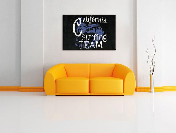 California Surfing-Team Black Format: 100x70auf Leinwand, XXL riesige Bilder fertig gerahmt mit Keil