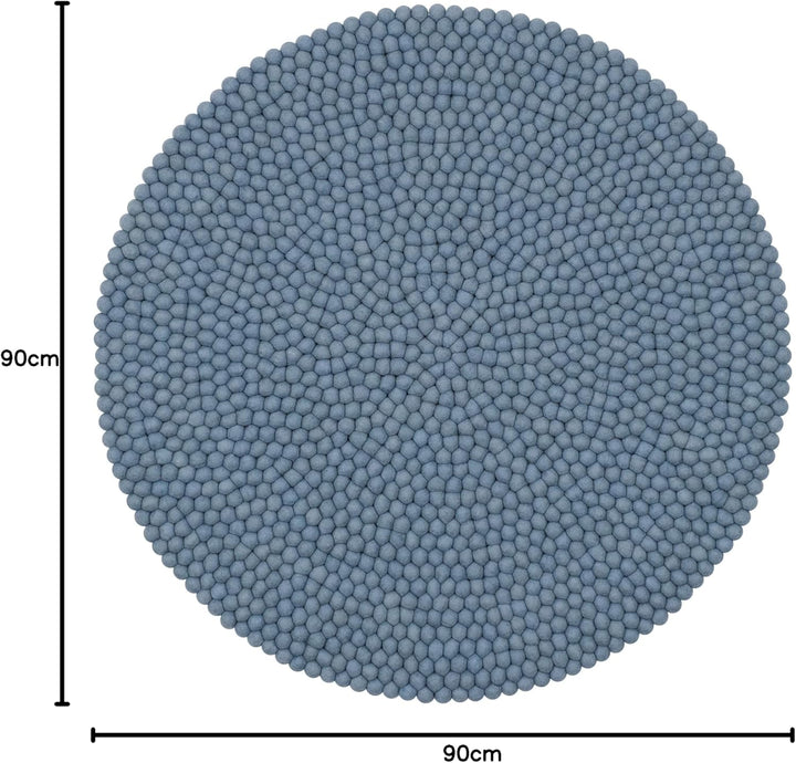 myfelt Mia Filzkugelteppich — Ø 90 cm, ideal für Schlaf-, Wohn-, Kinderzimmer, Flur & Bad Ø 120 cm H