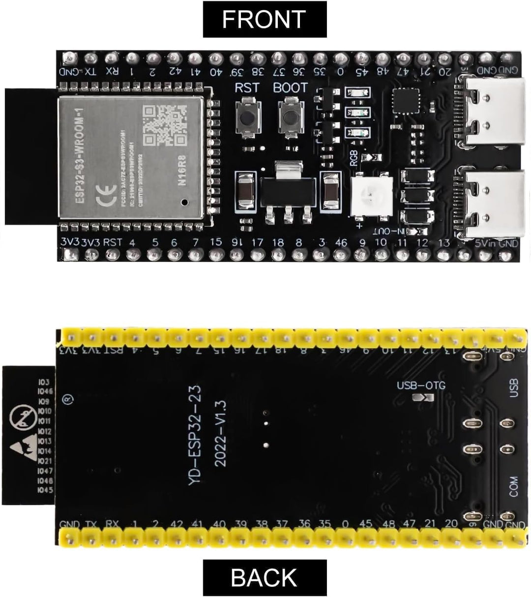 DUBEUYEW 3PCS ESP32-S3 ESP32-S3-DevKitC-1 N16R8 WiFi-Modul + 5.0 Bluetooth Internet Development Boar