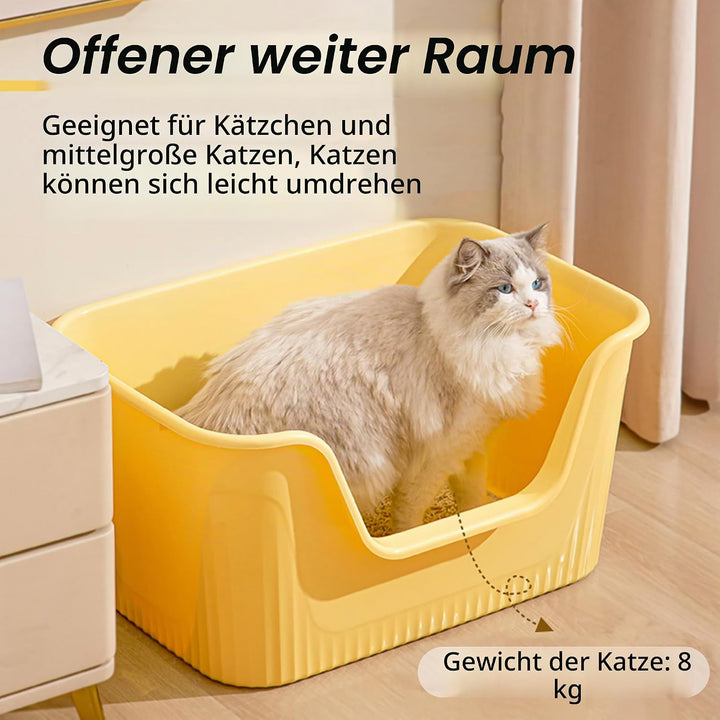 Vealind Offen Katzenklo XL, Katzentoilette Hoher Rand, 55x40x26cm Gross Katzenklo, katzentoiletten E
