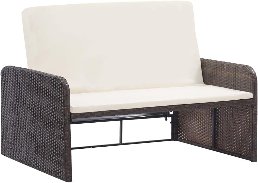 vidaXL Gartenmöbel 2-TLG. mit Auflagen Lounge Garten Sofa Fusshocker Hocker Sitzgruppe Gartenset Gar