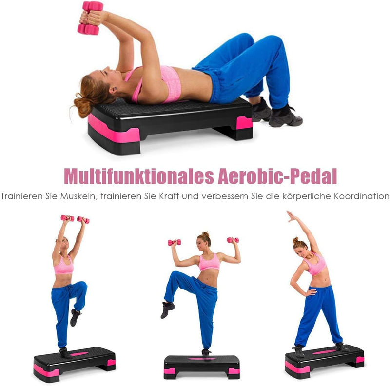 GOPLUS Aerobic Stepper, Höhenverstellbares Steppbrett, rutschfeste Step Bench, Trainingsgerät für Zu