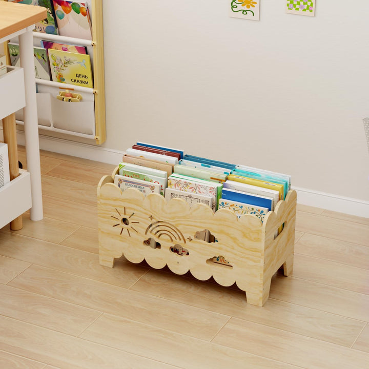 Kinder Bücherregal Holz, Montessori Bücherregal Kinder, Bücherkiste Kinder für Leseecke, Babyzimmer,