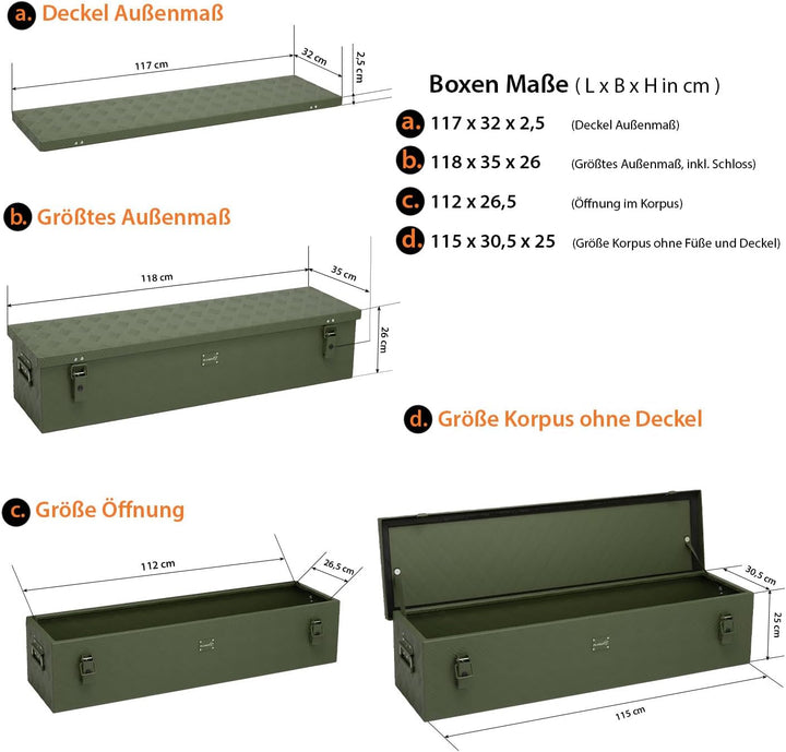 alubox Werkzeugkiste Riffelblech olive ABX-RL86G Aluminium 1,5mm Werkzeugkiste leicht und robust 86