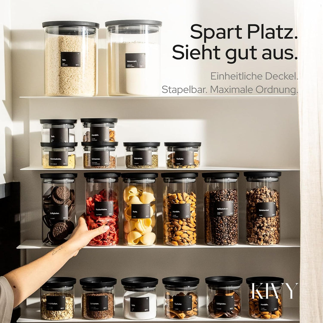 KIVY Vorratsgläser mit transparenten Glasdeckel [4x 500ml] Luftdichte Aufbewahrungsgläser mit Deckel