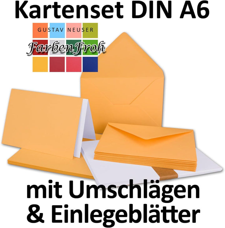 250x Faltkarten SET DIN A6/C6 mit Brief-Umschlägen in Toskana - inklusive Einleger - 14,8 x 10,5 cm
