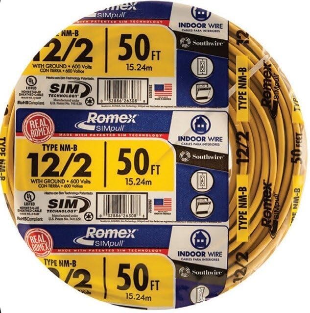 Southwire 28828222 12/2WG NMB Draht 1,5 m 50', 50'