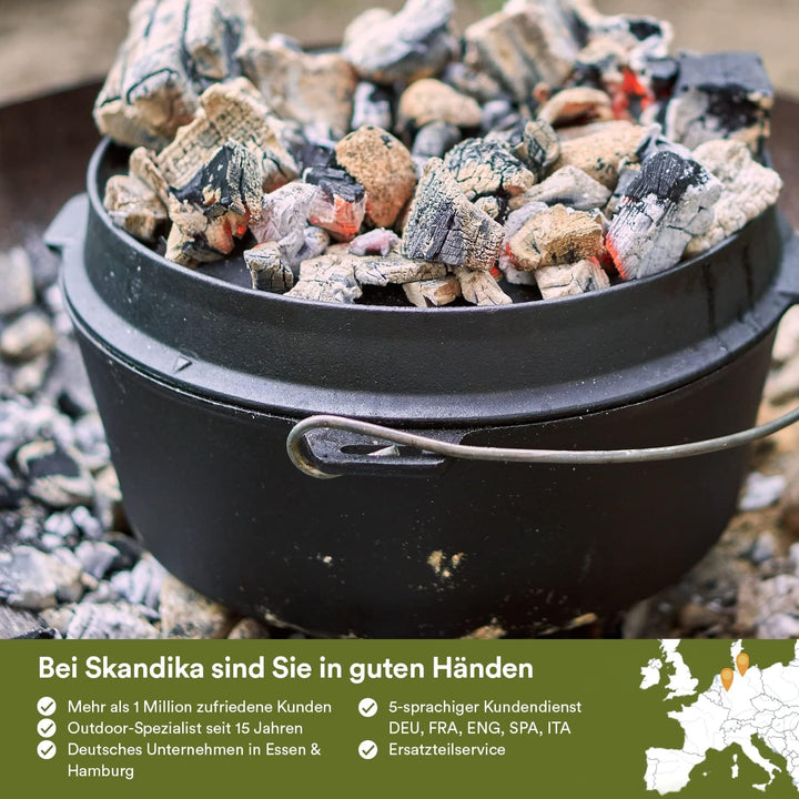 Skandika Dutch Oven Flame Master 7,1 L | Gusseisen Topf zum Kochen, inkl. Rezeptbuch der Sauerländer