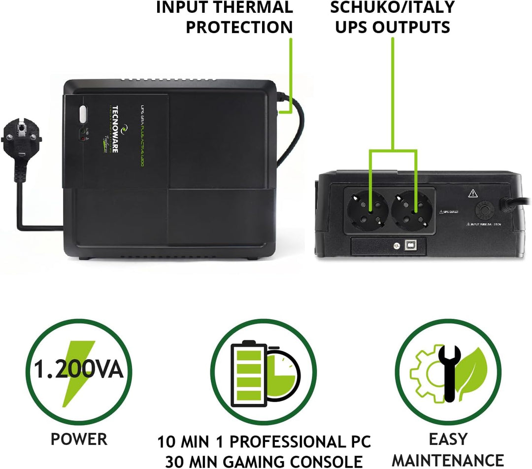 Tecnoware Power Systems - UPS ERA PLUS ACTIVE 1200 , Unterbrechungsfreie Stromversorgung , Schutz fü