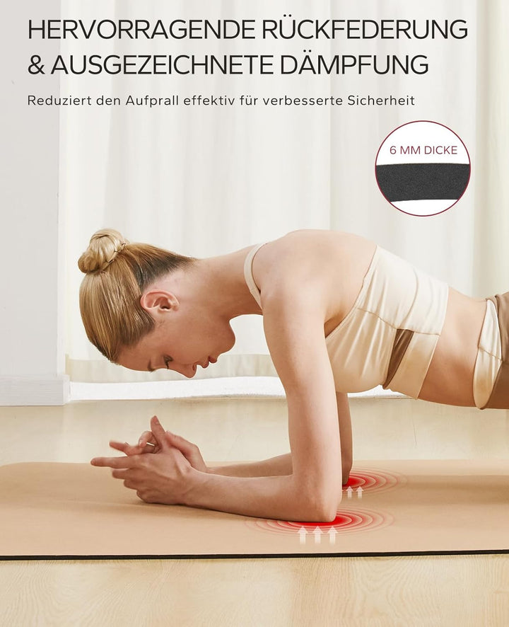 HAPBEAR Yogamatte Kork XXL- Extra Gross Yoga Matte Rutschfestes 183 x116 cm/183 x92cm- 6mm Dicke Däm