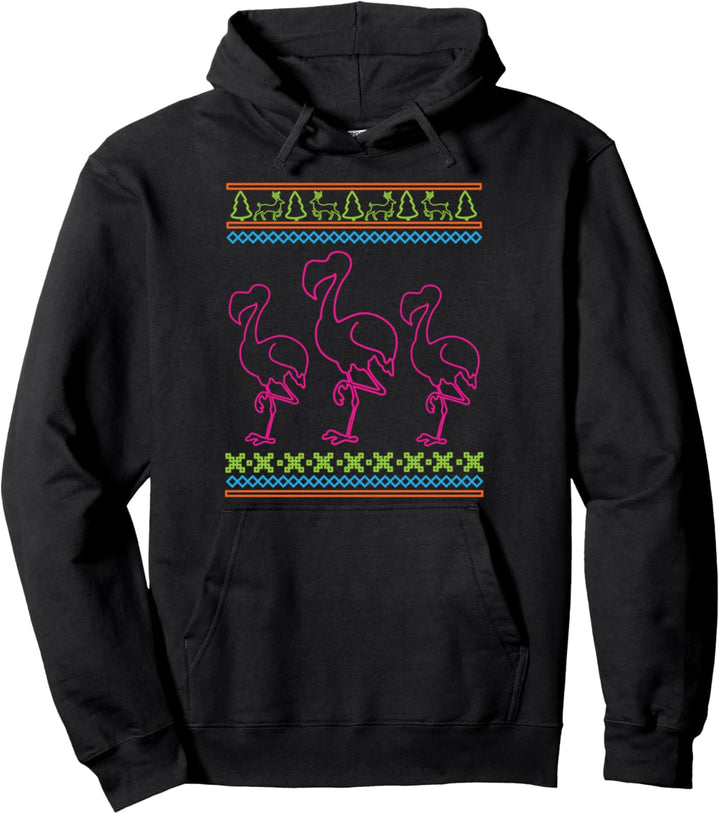 Flamingo Weihnachten I Want A Flamingo For Christmas Ugly Pullover Hoodie