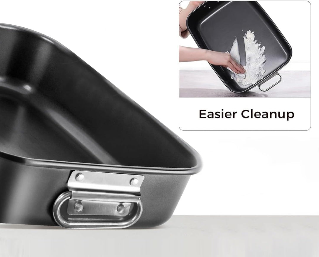 MGE - Auflaufform - Gratinform für Lasagne mit Griffen - Bräter aus Stahl mit Antihaft-Beschichtung