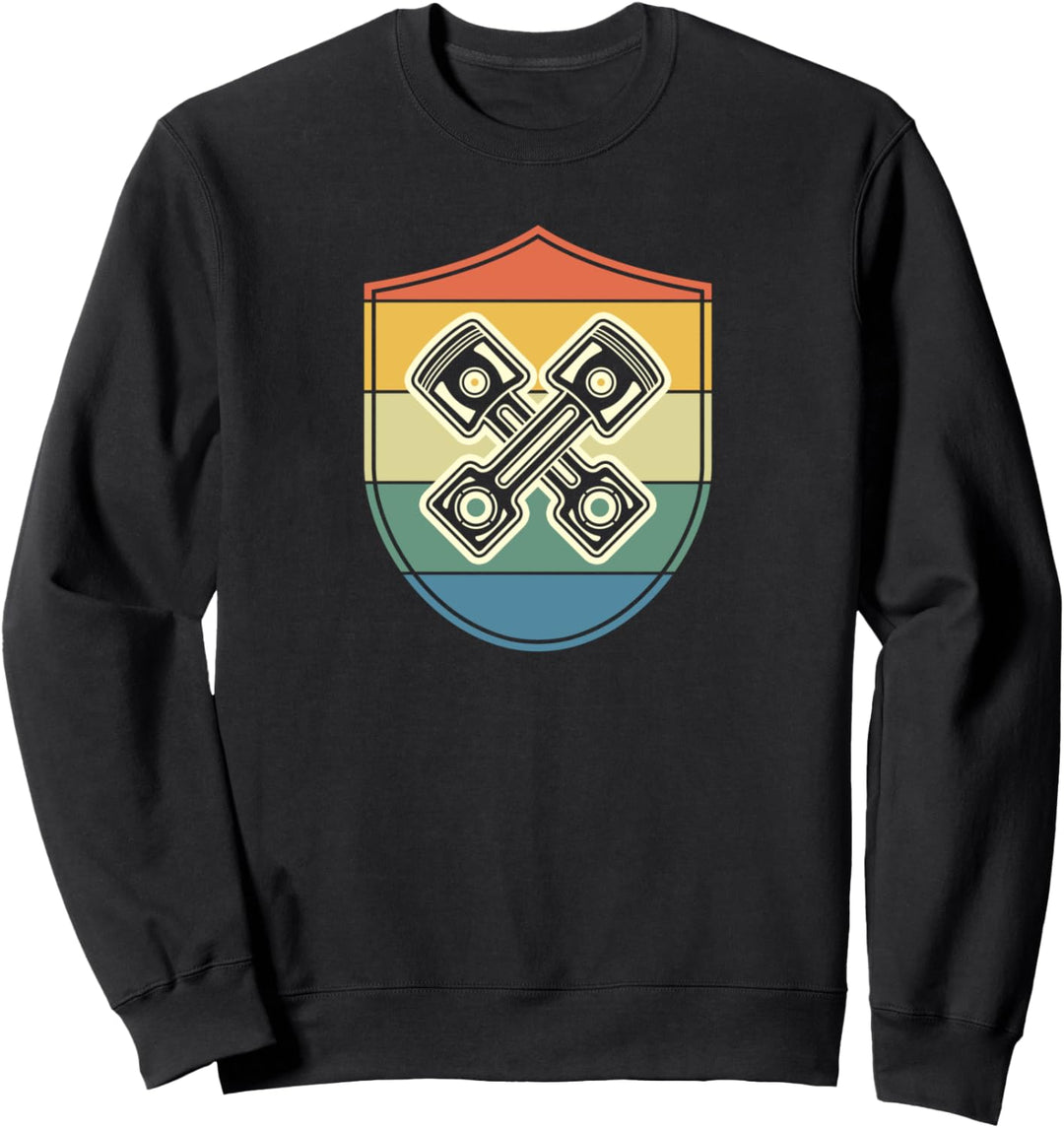 Motor Kolben Emblem im Vintage-Retro-Style für Mechaniker Sweatshirt