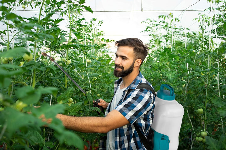 EVIKA Akku Drucksprüher 16 Liter inkl. Li-Ion Batterie und Ladegerät, für Garten/Weingut/Rasen, Rück