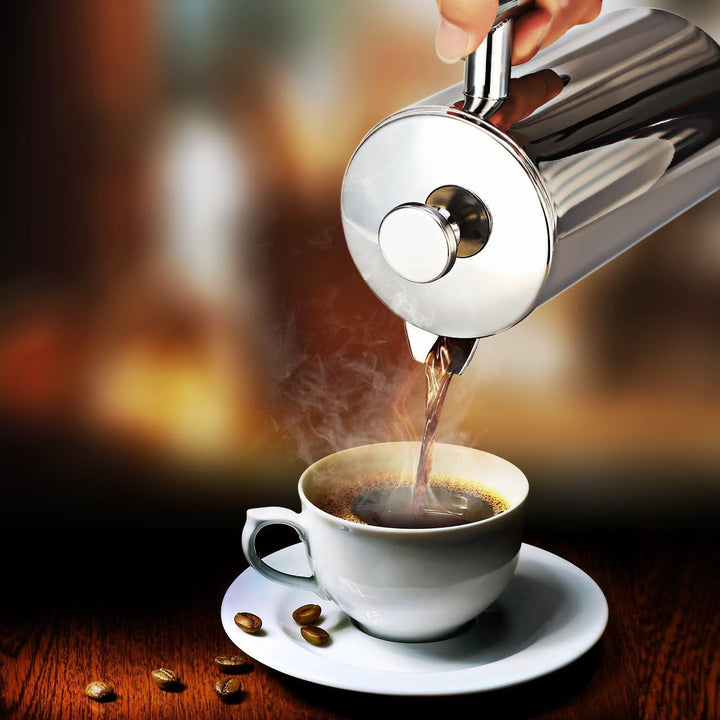 MaxMiuly Kaffeebereiter French Press 1,5 Liter Kaffeezubereiter aus Edelstahl, Doppelwandig Isoliert