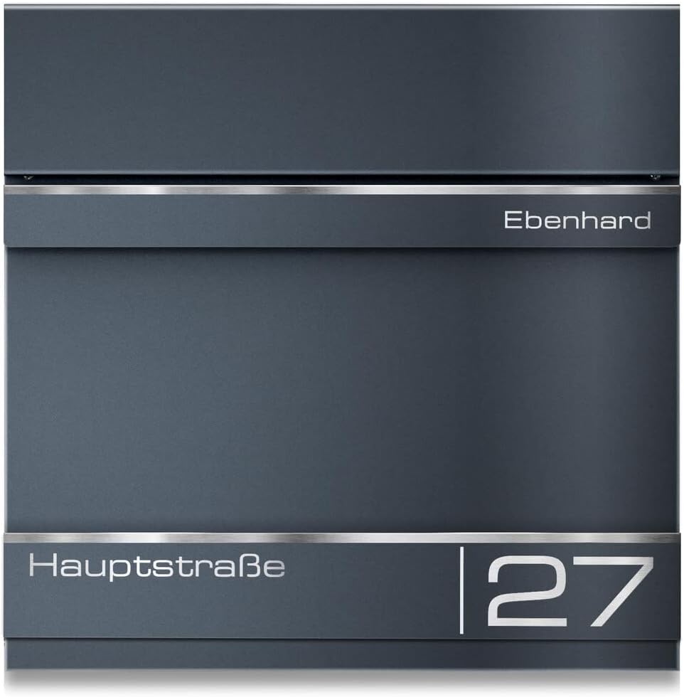 Metzler Edelstahl Briefkastenschild - V2A Edelstahl Gravur Blende für Strassennamen - Ersatzschild f