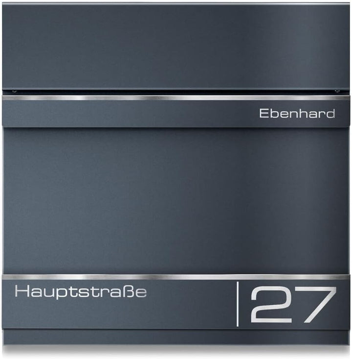 Metzler Edelstahl Briefkastenschild - V2A Edelstahl Gravur Blende für Strassennamen - Ersatzschild f