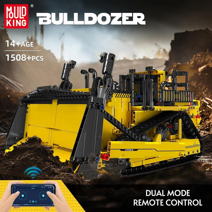 Mould King 15084 Technik Ferngesteuert Bulldozer für Erwachsene, 1508 Stück Bauspielzeug, 2.4 GHz RC