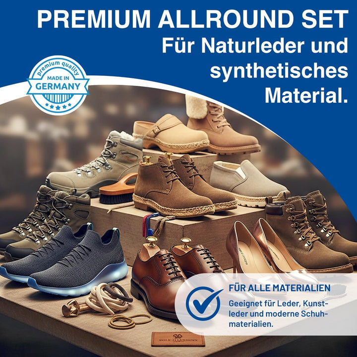 RIVAL Schuhputzset 6-teilig – Schuhbürsten-Set mit Glanz-, Auftrags- & Schmutzbürsten – Schuhpflege