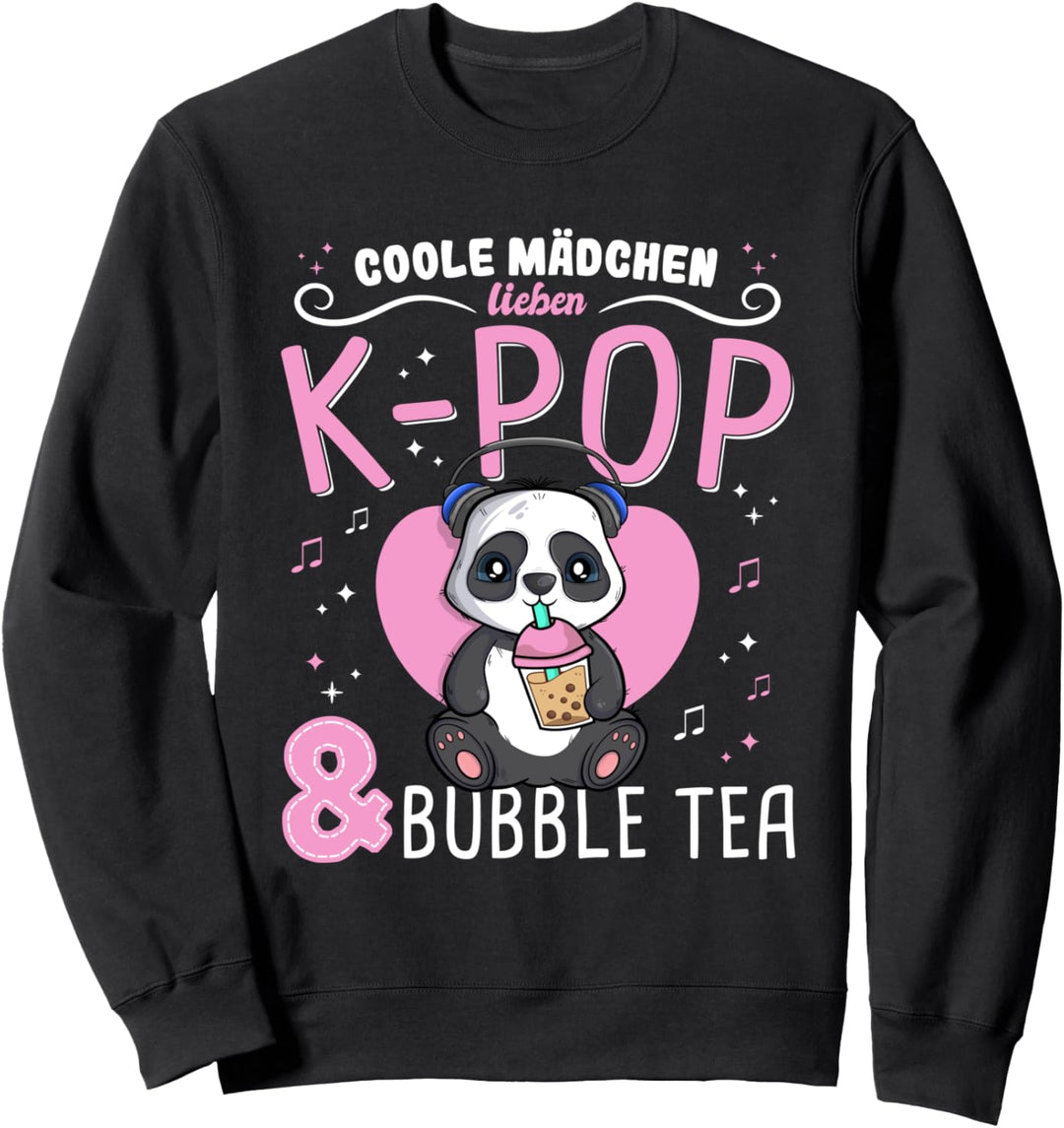 Coole Mädchen lieben K-Pop Music & Bubble Tea Milk Panda Sweatshirt