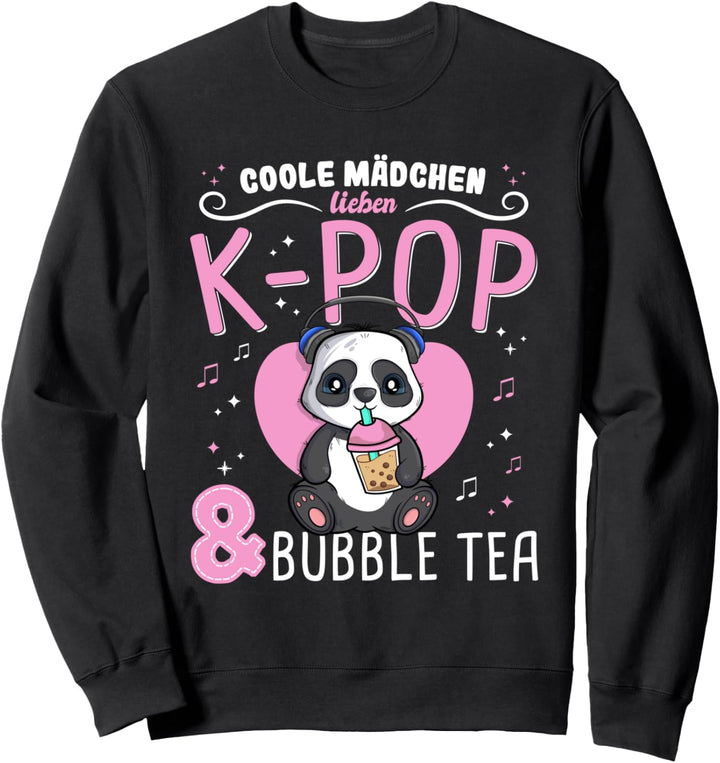 Coole Mädchen lieben K-Pop Music & Bubble Tea Milk Panda Sweatshirt