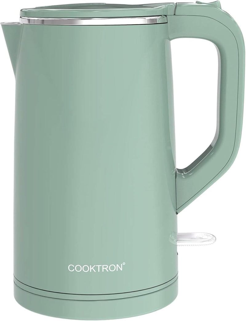 Cooktron Leiser Wasserkocher, Wasserkocher Edelstahl 1,7L, Extra Leise, 1.7 Liter Grün